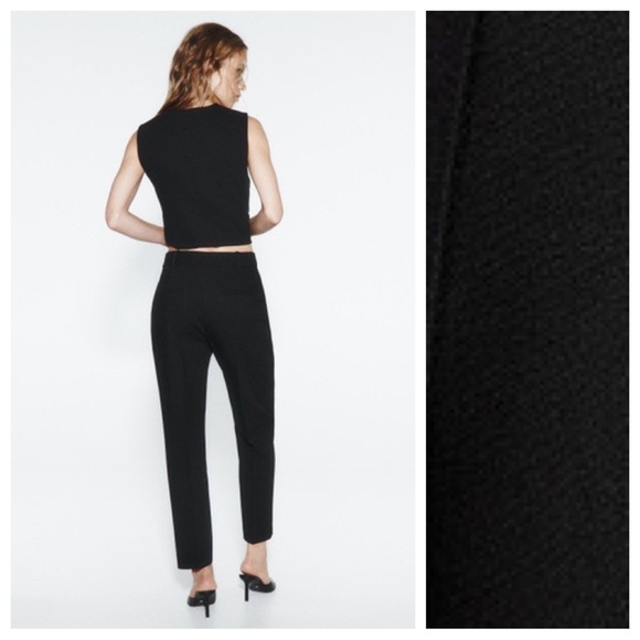 NWT. Zara Black Viscose Blend High-Waisted Trousers. Size L. - Picture 4 of 10